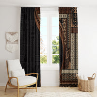 Samoa Siapo Motif and Tapa Pattern Half Style Window Curtain Black Color LT03 - Polynesian Pride