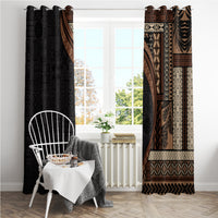 Samoa Siapo Motif and Tapa Pattern Half Style Window Curtain Black Color LT03 - Polynesian Pride