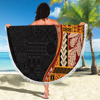 Samoa Siapo Motif and Tapa Pattern Half Style Beach Blanket Yellow Color LT03 - Polynesian Pride