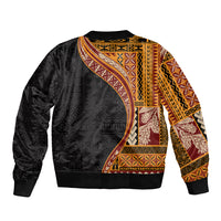 Samoa Siapo Motif and Tapa Pattern Half Style Sleeve Zip Bomber Jacket Yellow Color LT03 - Polynesian Pride