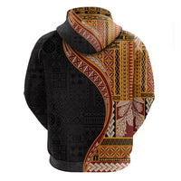 Samoa Siapo Motif and Tapa Pattern Half Style Zip Hoodie Yellow Color LT03 - Polynesian Pride