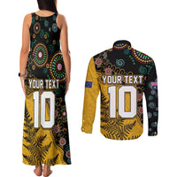 Custom New Zealand and Australia Rugby Couples Matching Tank Maxi Dress and Long Sleeve Button Shirt Maori Warrior With Aboriginal Version LT03 - Polynesian Pride