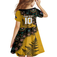Custom New Zealand and Australia Rugby Family Matching Short Sleeve Bodycon Dress and Hawaiian Shirt Maori Warrior With Aboriginal Version LT03 - Polynesian Pride