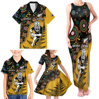 Custom New Zealand and Australia Rugby Family Matching Tank Maxi Dress and Hawaiian Shirt Maori Warrior With Aboriginal Version LT03 - Polynesian Pride