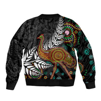 New Zealand Fern and Australia Emu Bomber Jacket Aboriginal Mix Maori Pattern