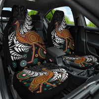 New Zealand Fern and Australia Emu Car Seat Cover Aboriginal Mix Maori Pattern LT03 One Size Blue - Polynesian Pride