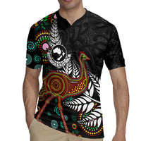New Zealand Fern and Australia Emu Rugby Jersey Aboriginal Mix Maori Pattern