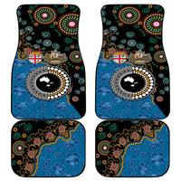 Fiji Palm Tree and Australia Kangaroo Car Mats Aboriginal Mix Tapa Pattern LT03 - Polynesian Pride