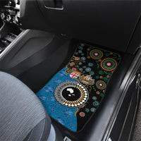 Fiji Palm Tree and Australia Kangaroo Car Mats Aboriginal Mix Tapa Pattern LT03 - Polynesian Pride