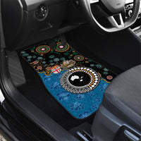 Fiji Palm Tree and Australia Kangaroo Car Mats Aboriginal Mix Tapa Pattern LT03 - Polynesian Pride