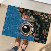 Fiji Palm Tree and Australia Kangaroo Rubber Doormat Aboriginal Mix Tapa Pattern