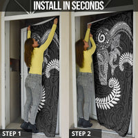 Aotearoa Maori Sea Animals Tribal Door Cover Manta Ray and Shark Moko Pattern Black Color LT03 - Polynesian Pride