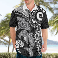 Aotearoa Maori Sea Animals Tribal Hawaiian Shirt Manta Ray and Shark Moko Pattern Black Color LT03 - Polynesian Pride