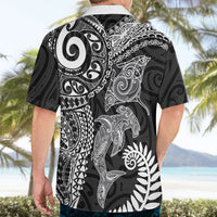 Aotearoa Maori Sea Animals Tribal Hawaiian Shirt Manta Ray and Shark Moko Pattern Black Color LT03 - Polynesian Pride