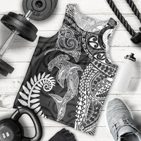 Aotearoa Maori Sea Animals Tribal Men Tank Top Manta Ray and Shark Moko Pattern Black Color LT03 - Polynesian Pride