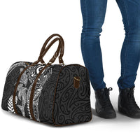 Aotearoa Maori Sea Animals Tribal Travel Bag Manta Ray and Shark Moko Pattern Black Color LT03 - Polynesian Pride