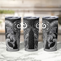 Aotearoa Maori Sea Animals Tribal Tumbler Cup Manta Ray and Shark Moko Pattern Black Color LT03 - Polynesian Pride