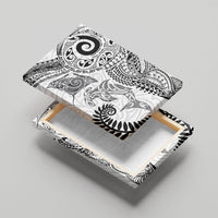 Aotearoa Maori Sea Animals Tribal Canvas Wall Art Manta Ray and Shark Moko Pattern White Color