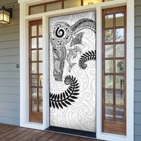 Aotearoa Maori Sea Animals Tribal Door Cover Manta Ray and Shark Moko Pattern White Color LT03 - Polynesian Pride