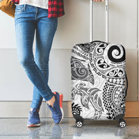 Aotearoa Maori Sea Animals Tribal Luggage Cover Manta Ray and Shark Moko Pattern White Color LT03 - Polynesian Pride