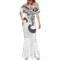 Aotearoa Maori Sea Animals Tribal Mermaid Dress Manta Ray and Shark Moko Pattern White Color LT03 - Polynesian Pride