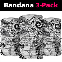 Aotearoa Maori Sea Animals Tribal Neck Gaiter Manta Ray and Shark Moko Pattern White Color