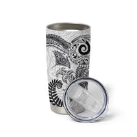 Aotearoa Maori Sea Animals Tribal Tumbler Cup Manta Ray and Shark Moko Pattern White Color LT03 - Polynesian Pride
