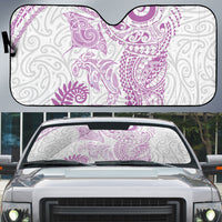 Aotearoa Maori Sea Animals Tribal Auto Sun Shade Manta Ray and Shark Moko Pattern Pink Color