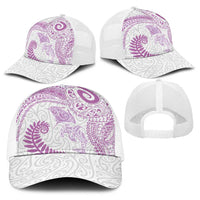 Aotearoa Maori Sea Animals Tribal Baseball Net Cap Manta Ray and Shark Moko Pattern Pink Color