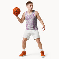 Aotearoa Maori Sea Animals Tribal Basketball Jersey Manta Ray and Shark Moko Pattern Pink Color LT03 - Polynesian Pride