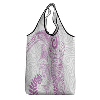 Aotearoa Maori Sea Animals Tribal Grocery Bag Manta Ray and Shark Moko Pattern Pink Color LT03 - Polynesian Pride