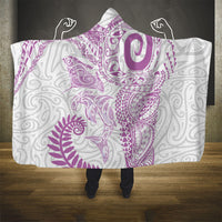Aotearoa Maori Sea Animals Tribal Hooded Blanket Manta Ray and Shark Moko Pattern Pink Color LT03 - Polynesian Pride