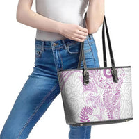 Aotearoa Maori Sea Animals Tribal Leather Tote Bag Manta Ray and Shark Moko Pattern Pink Color LT03 - Polynesian Pride