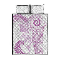Aotearoa Maori Sea Animals Tribal Quilt Bed Set Manta Ray and Shark Moko Pattern Pink Color
