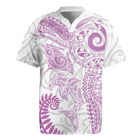 Aotearoa Maori Sea Animals Tribal Rugby Jersey Manta Ray and Shark Moko Pattern Pink Color LT03 Pink - Polynesian Pride