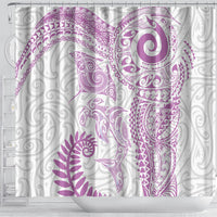 Aotearoa Maori Sea Animals Tribal Shower Curtain Manta Ray and Shark Moko Pattern Pink Color LT03 - Polynesian Pride