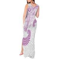 Aotearoa Maori Sea Animals Tribal Tank Maxi Dress Manta Ray and Shark Moko Pattern Pink Color LT03 - Polynesian Pride