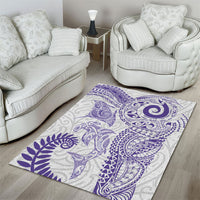 Aotearoa Maori Sea Animals Tribal Area Rug Manta Ray and Shark Moko Pattern Purple Color LT03 - Polynesian Pride