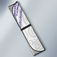 Aotearoa Maori Sea Animals Tribal Auto Sun Shade Manta Ray and Shark Moko Pattern Purple Color LT03 - Polynesian Pride