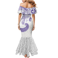 Aotearoa Maori Sea Animals Tribal Family Matching Mermaid Dress and Hawaiian Shirt Manta Ray and Shark Moko Pattern Purple Color LT03 - Polynesian Pride
