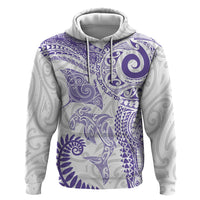 Aotearoa Maori Sea Animals Tribal Hoodie Manta Ray and Shark Moko Pattern Purple Color LT03 Pullover Hoodie Purple - Polynesian Pride