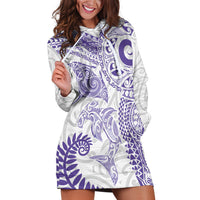 Aotearoa Maori Sea Animals Tribal Hoodie Dress Manta Ray and Shark Moko Pattern Purple Color LT03 Purple - Polynesian Pride