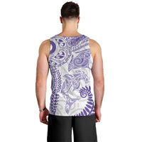 Aotearoa Maori Sea Animals Tribal Men Tank Top Manta Ray and Shark Moko Pattern Purple Color LT03 - Polynesian Pride