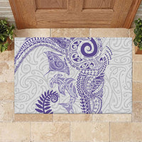 Aotearoa Maori Sea Animals Tribal Rubber Doormat Manta Ray and Shark Moko Pattern Purple Color LT03 Purple - Polynesian Pride