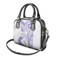 Aotearoa Maori Sea Animals Tribal Shoulder Handbag Manta Ray and Shark Moko Pattern Purple Color LT03 - Polynesian Pride