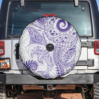 Aotearoa Maori Sea Animals Tribal Spare Tire Cover Manta Ray and Shark Moko Pattern Purple Color LT03 Purple - Polynesian Pride