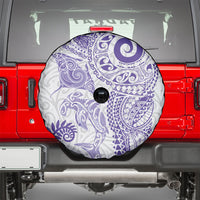 Aotearoa Maori Sea Animals Tribal Spare Tire Cover Manta Ray and Shark Moko Pattern Purple Color LT03 - Polynesian Pride