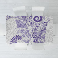 Aotearoa Maori Sea Animals Tribal Tablecloth Manta Ray and Shark Moko Pattern Purple Color