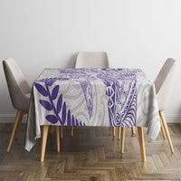 Aotearoa Maori Sea Animals Tribal Tablecloth Manta Ray and Shark Moko Pattern Purple Color