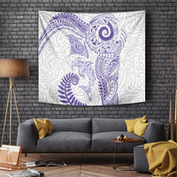 Aotearoa Maori Sea Animals Tribal Tapestry Manta Ray and Shark Moko Pattern Purple Color LT03 Purple - Polynesian Pride